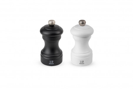 Lot de deux moulins à sel et poivre Peugeot Duo Bistro - bois noir et blanc 10cm