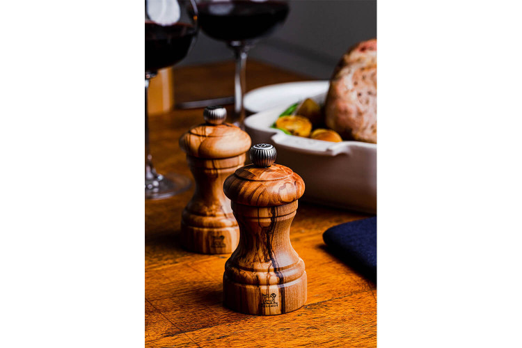 Lot de deux moulins à sel et poivre Peugeot Duo Bistro - bois d'olivier 10cm