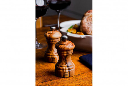 Lot de deux moulins à sel et poivre Peugeot Duo Bistro - bois d'olivier 10cm