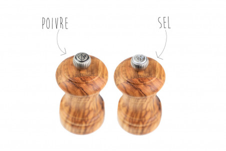 Lot de deux moulins à sel et poivre Peugeot Duo Bistro - bois d'olivier 10cm