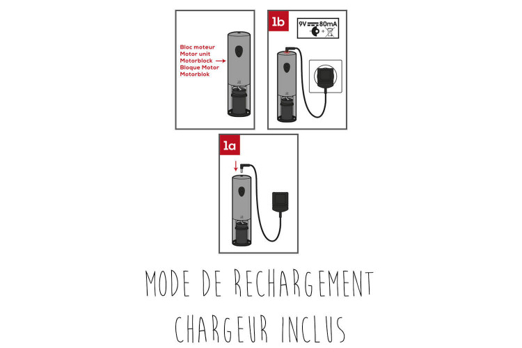 Tire-bouchon électrique Peugeot Elis rechargeable en inox - 20cm