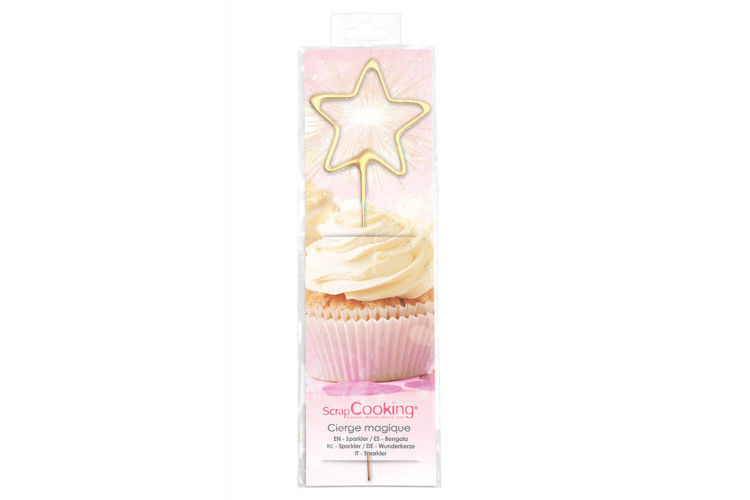 Bougie étincelante XXL cœur ou étoile Scrapcooking - Coloris doré