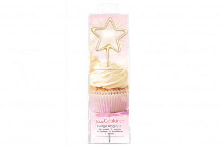 Bougie étincelante XXL cœur ou étoile Scrapcooking - Coloris doré