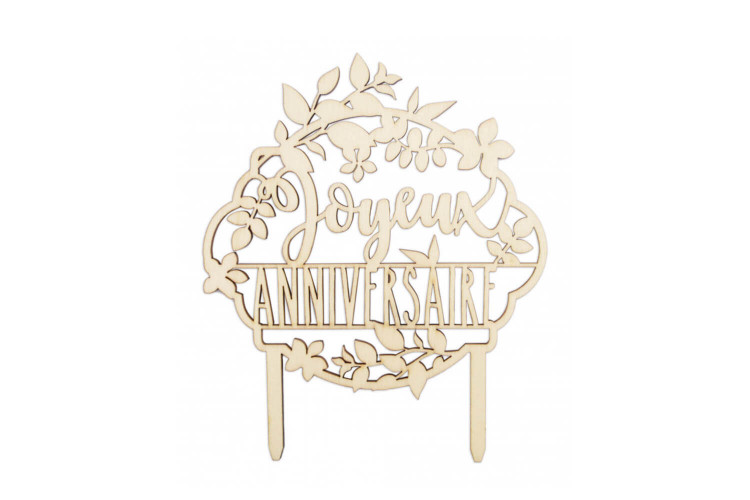Cake topper "Joyeux Anniversaire" Scrapcooking en bois réutilisable