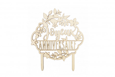 Cake topper "Joyeux Anniversaire" Scrapcooking en bois réutilisable