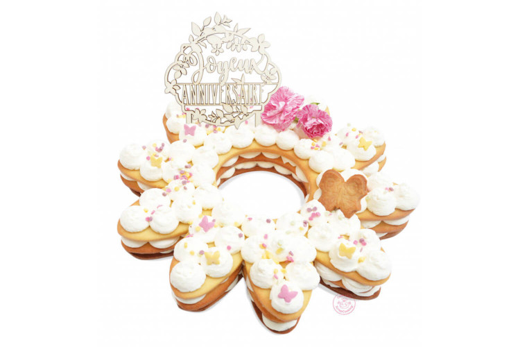 Cake topper "Joyeux Anniversaire" Scrapcooking en bois réutilisable