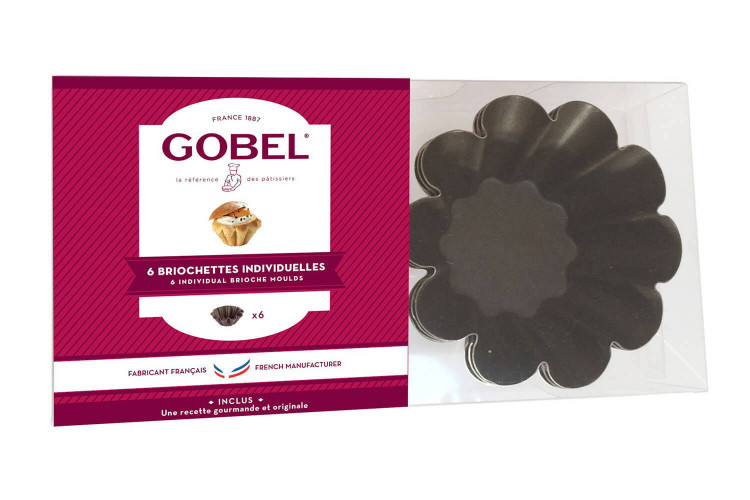 Coffret de 6 moules à briochettes Gobel en acier anti adhérent - diamètre 8cm