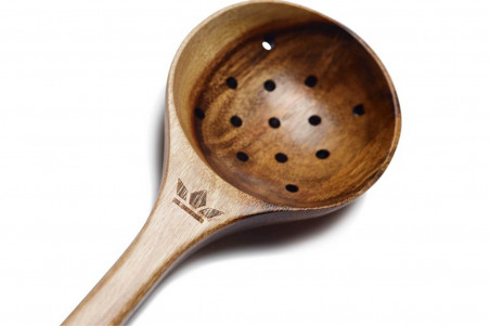 Ecumoire de cuisine Dutchdeluxes en bois d'acacia 30,5x7,8 cm