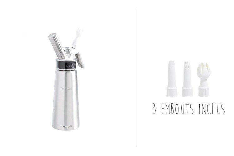 Siphon à chantilly Mastrad Pro en acier inoxydable