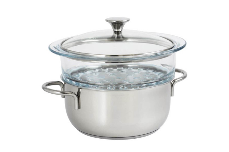 Set vapeur Cristel Master Faitout en inox + cuit-vapeur et couvercle en verre