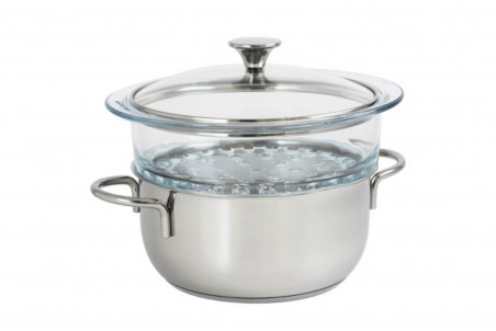 Set vapeur Cristel Master Faitout en inox + cuit-vapeur et couvercle en verre