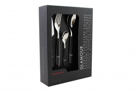 Ménagère 24 pièces noire Bugatti Glamour en inox 18/10