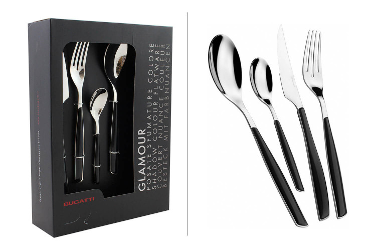 Ménagère 24 pièces noire Bugatti Glamour en inox 18/10