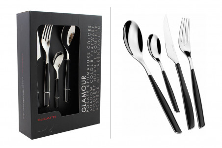 Ménagère 24 pièces noire Bugatti Glamour en inox 18/10