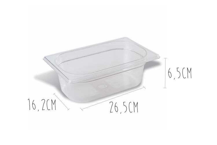 Bac gastronorme en copolyester - 1/4 26,5x16,2cm
