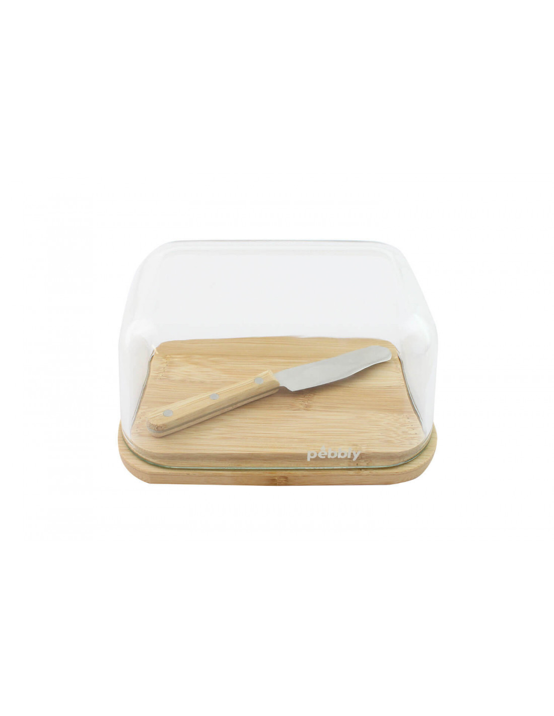 Beurrier En Verre Avec Plateau En Bois De Manguier - Style Vintage, Fabrication Artisanale Antic Line