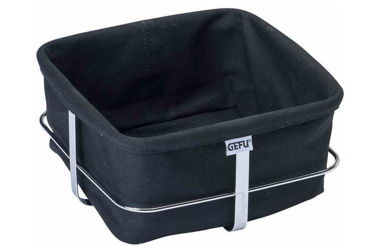 Corbeille à pain Gefu Brunch carrée noire acier inox et coton - 22x22cm