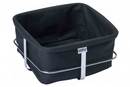 Corbeille à pain Gefu Brunch carrée noire acier inox et coton - 22x22cm