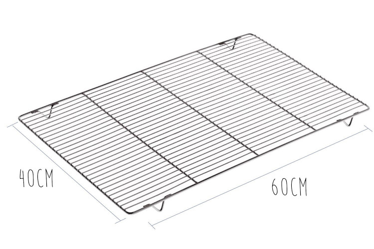 Grille à pâtisserie en acier inox 3 traverses 28 fils 60x40cm