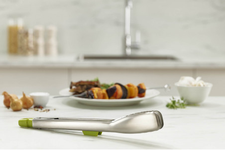 Pince de cuisine Joseph Joseph Elevate Steel acier inox 31,5cm avec reposoir