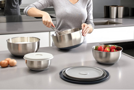 Lot de 4 bols empilables Joseph Joseph Nest Prep&Store 100 acier inox avec couvercles