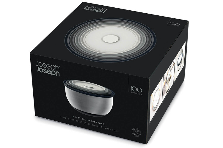 Lot de 4 bols empilables Joseph Joseph Nest Prep&Store 100 acier inox avec couvercles