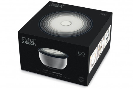 Lot de 4 bols empilables Joseph Joseph Nest Prep&Store 100 acier inox avec couvercles