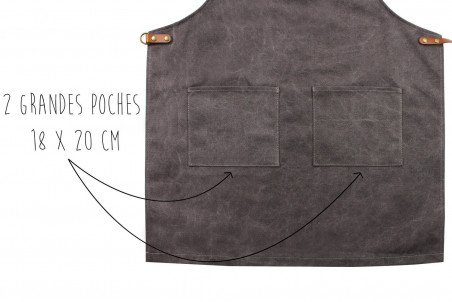 Tablier de cuisine Wusaki en toile épaisse et cuir taille unique 83x67,5cm