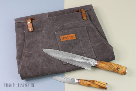 Tablier de cuisine Wusaki en toile épaisse et cuir taille unique 83x67,5cm