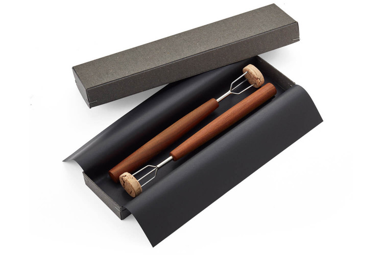 Set de 2 fourchettes à pomme de terre Triangle Sense inox 18/10 manche prunier