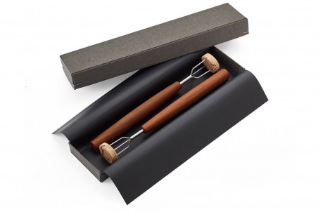 Set de 2 fourchettes à pomme de terre Triangle Sense inox 18/10 manche prunier
