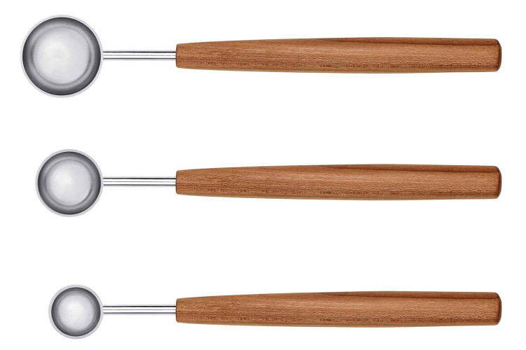 Set de 3 cuillères doseuses Triangle Sense inox 18/10 manche prunier