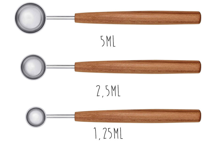 Set de 3 cuillères doseuses Triangle Sense inox 18/10 manche prunier