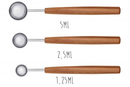 Set de 3 cuillères doseuses Triangle Sense inox 18/10 manche prunier