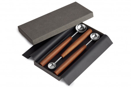 Set de 3 cuillères doseuses Triangle Sense inox 18/10 manche prunier