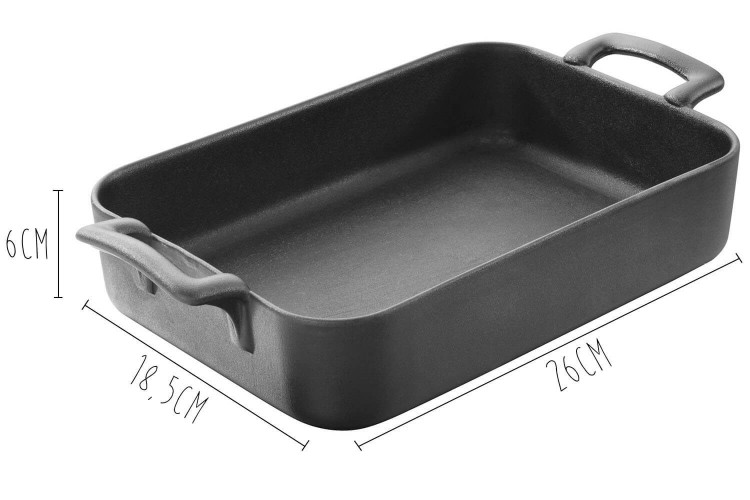 Plat à four Revol Belle Cuisine rectangulaire en porcelaine noire - 26x18,5cm