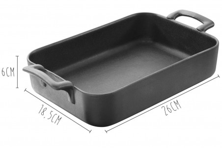 Plat à four Revol Belle Cuisine rectangulaire en porcelaine noire - 26x18,5cm