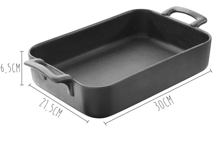 Plat à four Revol Belle Cuisine rectangulaire en porcelaine noire - 30x21,5cm