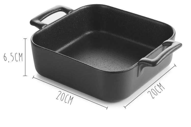 Plat à four Revol Belle Cuisine carré en porcelaine noire - 20x20cm