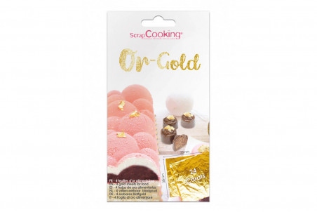 Lot de 4 feuilles d'or alimentaire 24 carats Scrapcooking - 38x38mm