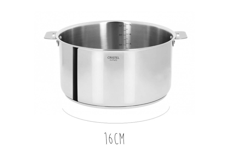3 casseroles Cristel Casteline Amovible en inox + poignée Zenith - 16 à 20cm
