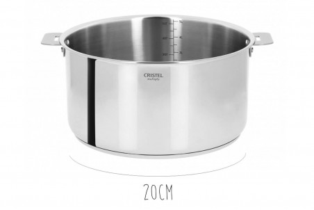 3 casseroles Cristel Casteline Amovible en inox + poignée Zenith - 16 à 20cm