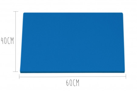 Planche à découper professionnelle polyéthylène bleu HD500 pieds antidérapants 60x40cm