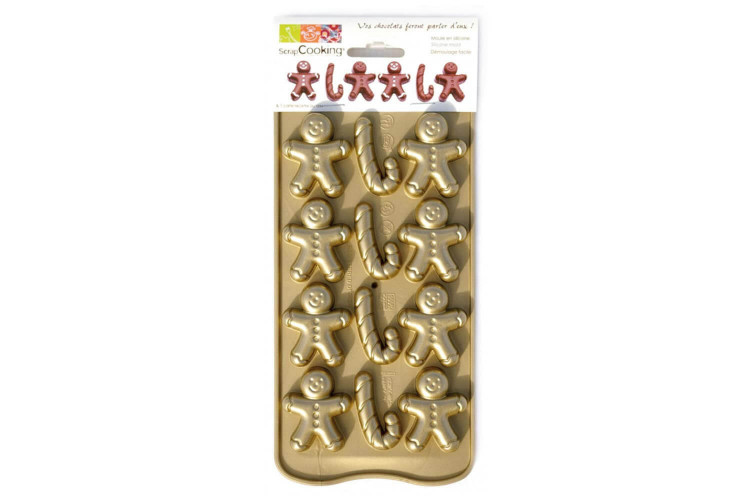 Moule à chocolat Scrapcooking en silicone - Bonhommes pain d'épices