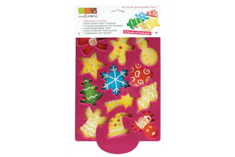 Plaque découpoir Scrapcooking en ABS - 12 formes de Noël