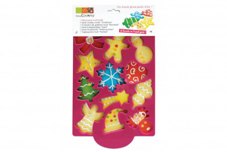 Plaque découpoir Scrapcooking en ABS - 12 formes de Noël