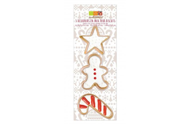 Lot de 3 découpoirs Scrapcooking dorés - thème de Noël