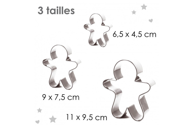 Lot de 3 emporte-pièces Scrapcooking acier inox - Petits bonhommes