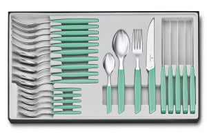 Ménagère 24 couverts Victorinox Swiss Modern inox 18/10 vert menthe pastel