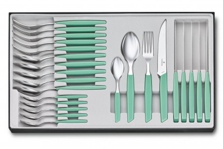 Ménagère 24 couverts Victorinox Swiss Modern inox 18/10 vert menthe pastel